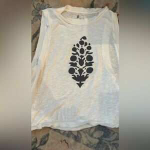 Free people White Sleeveless Top with Black Graphic